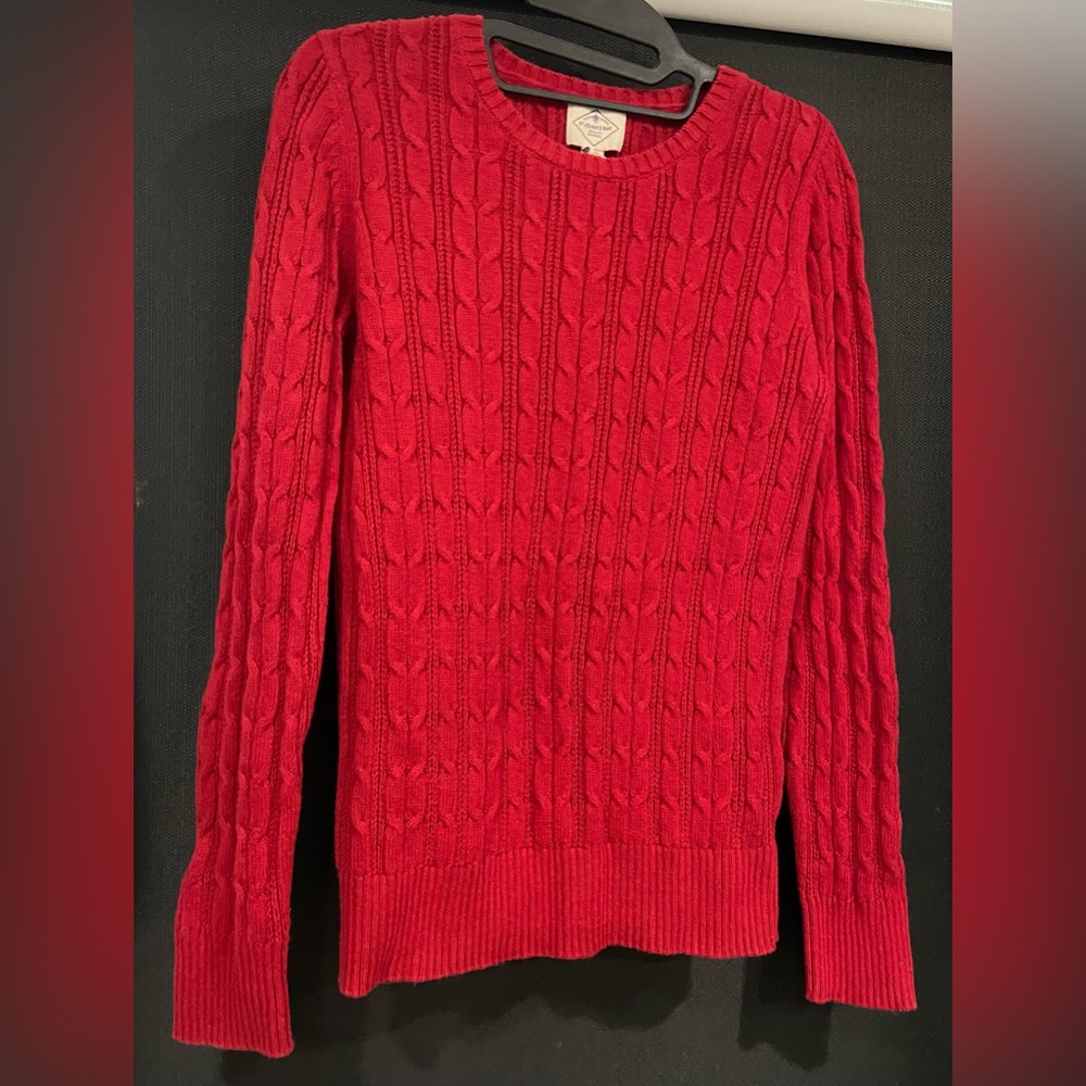 Women’s Red Ribbed Knit Sweater Size Small